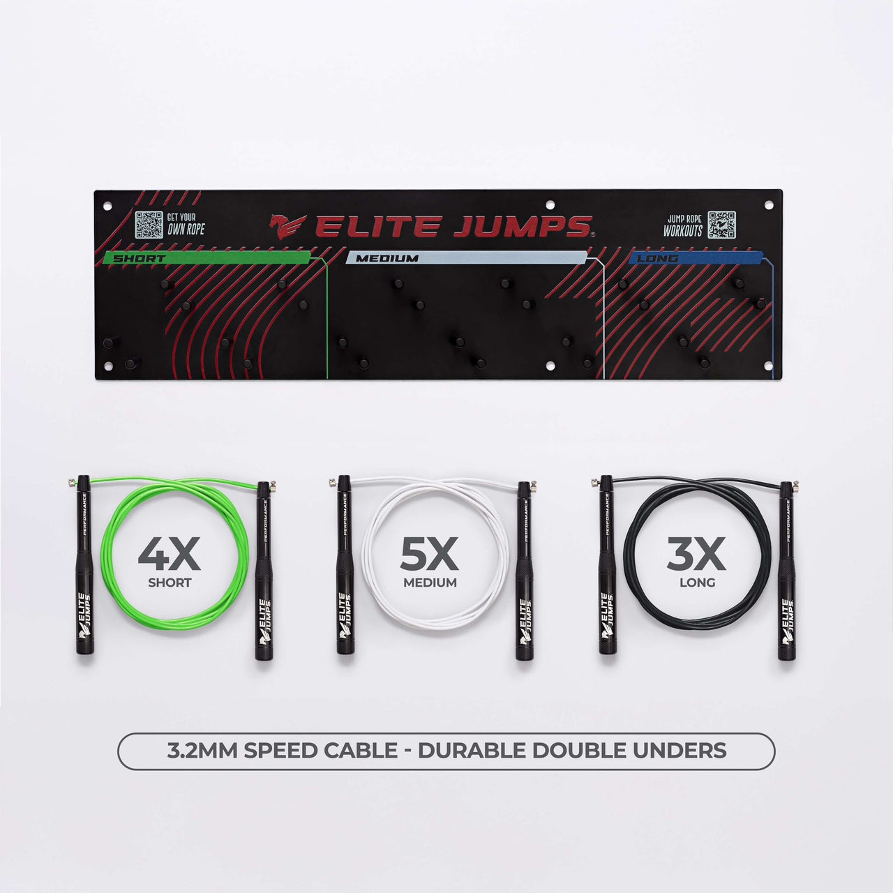 12 Jump Rope Set with Wall Rack for Storage – Elite Jumps