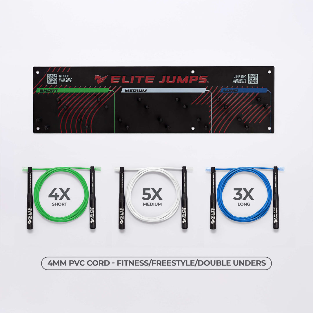 12 Jump Rope Set with Wall Rack for Storage – Elite Jumps